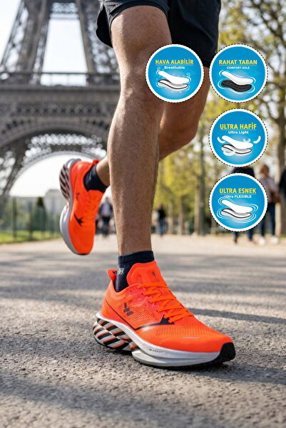 WALKWAY Orange Lightweight Flexible Breathable Men's Running Walking and Spor...