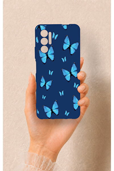Vip Case Tecno Pova 3 Uyumlu Mavi Kelebek Desenli Silikon Kılıf