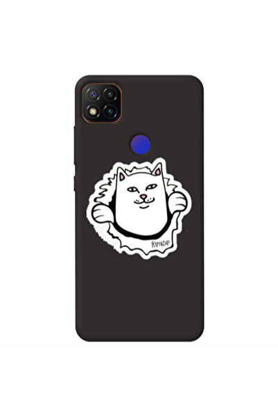 Other Xiaomi Redmi 9c White cat Black Colored Silicone TPU Θήκη
