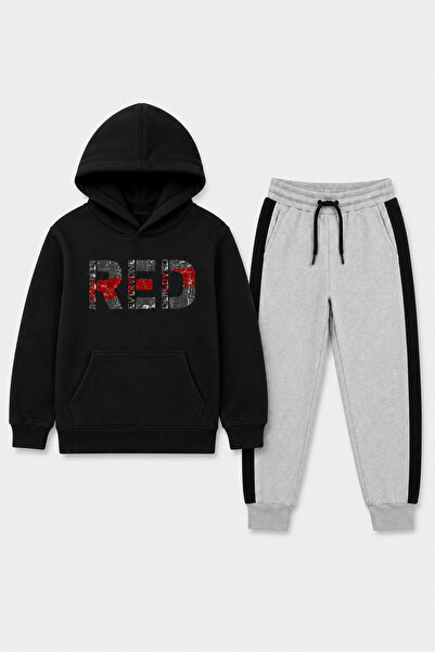 Trendy Merry Store Red Printed Unisex Children's Tracksuit Set with Kangaroo ...