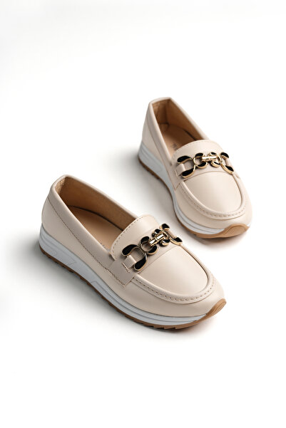 Tonny Black Women's Beige Comfortable Fit Breathable Buckle Loafer