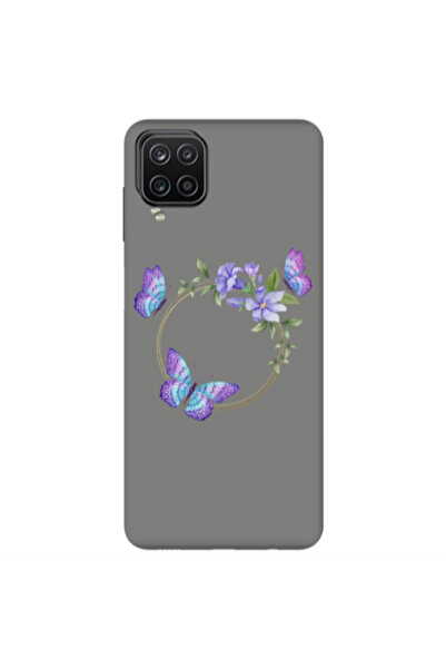 Other Samsung A12 Butterfly on the ring Grey Colored Silicone TPU Θήκη