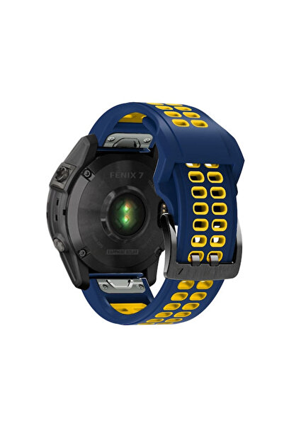 OEM Λουράκι Σιλικόνης Garmin Fenix 3 3h 5x 6x 7x 8 51mm Μπλε Κίτρινο Διπλό Μα...