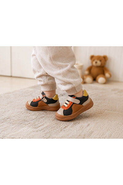 bambino kids shoes Khaki Green Genuine Leather Orthopedic First-Step Shoes