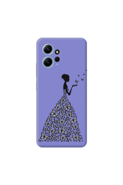 Other Xiaomi Redmi Note 12 4G Butterfly Girl Purple Colored Silicone TPU Θήκη