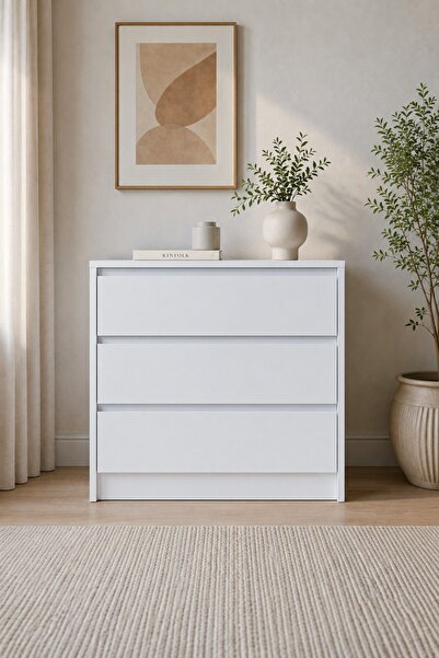 SARMOBİ Nolm 3 Çekmeceli Şifonyer G:76 D:40 Y:77 Cm / Beyaz