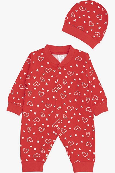 Breeze Baby Girl Jumpsuit Heart Patterned 0-3 Months-6 Months, Red