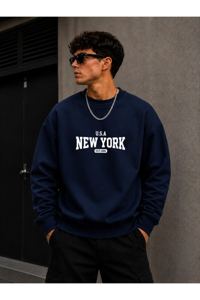 caddekombin Unisex New York Est. 1986 Printed Crew Neck Sweatshirt