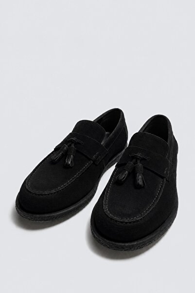 Antioch Black Black 100% Suede Tassel Shoes