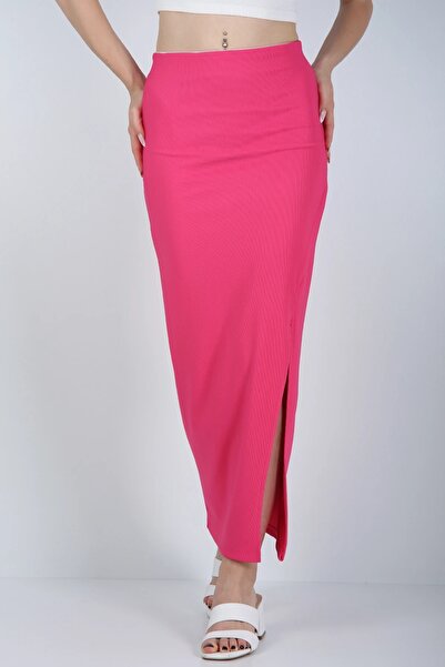 Veni Life Women's Ottoman Fabric High Waist Slit Long Skirt