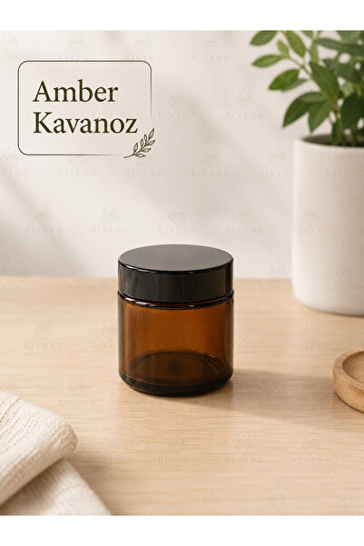 RIVEND Amber Glass Jar 100 ml |   Empty Amber Jar with Lid Suitable for Candl...