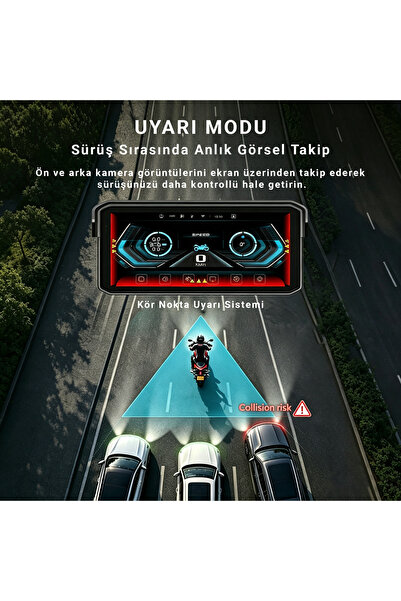 idragon M12 6.25" Motosiklet CarPlay & Android Auto Ekranı, Ön-Arka 2K Kamera, TPMS Destekli, Kablosuz Bağlantı, IP67 Su Geçirmez