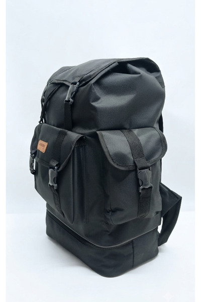 ROWAN ÇANTA Black Camping, Mountain Climbing and Travel Backpack with Large Bottom Pocket and Waist Strap, Size 55*32*20 cm
