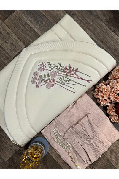 Generic Luxurious Cream-Colored Women's Prayer Set Featuring Floral Embroider...