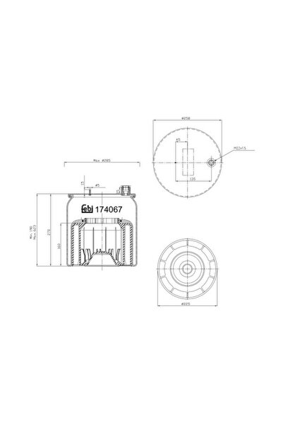 FEBI BILSTEIN Perna de Aer Spate (diametru: 225/250mm) Mercedes Actros MP4 / ...