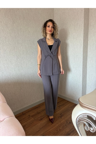 Genel Markalar Gri İp Detay Beli Lastikli Takım