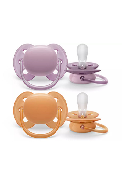 Philips Avent Εξαιρετικά Μαλακή Πιπίλα Σιλικόνης Μωβ/Πορτοκαλί 2 τεμάχια, 6-1...