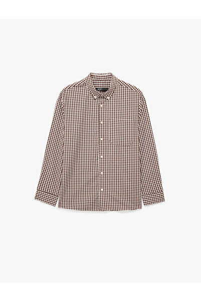 Koton Classic Collar Pocket Regular Fit Gingham Long Sleeve Shirt