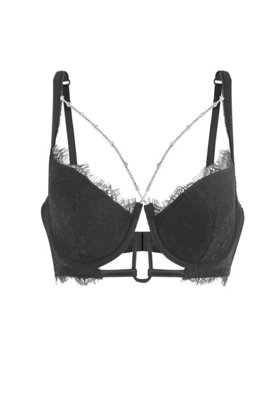 Wonna 2577-S New Rhinestone Bra/75B Black