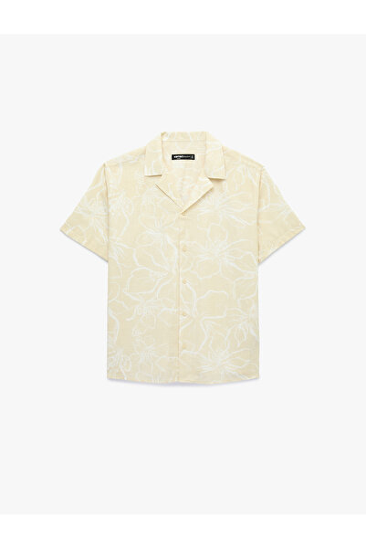 Koton Regular Fit Cotton Short Sleeve Turn-Down Collar Floral Patterned Shirt