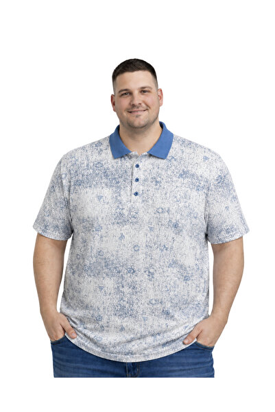 BattalModa Men's Large Size Ice Blue Polo Collar Marina Short Sleeve T-Shirt ...