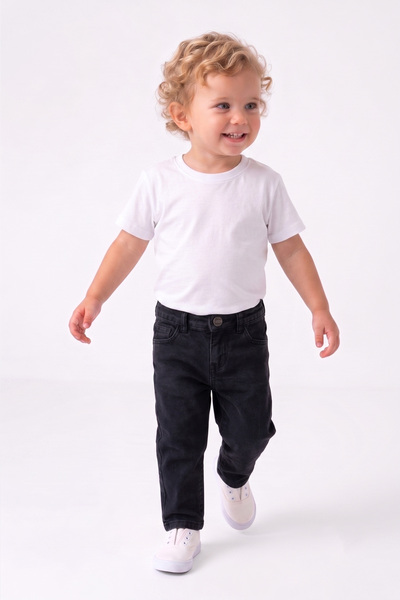 OVRCLUB Boy's Anthracite Relaxed Fit Jeans 100% Cotton Adjustable Waist Casua...