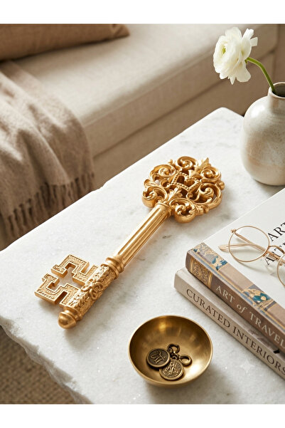 Hanlar Home Vintage Gold Büyük Anahtar Biblo Dekoratif Duvar Ve Masa Objesi 3...