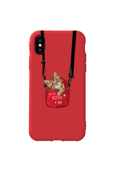 Other Apple iPhone Xs Max Kitten Me Red Colored Silicone TPU Θήκη