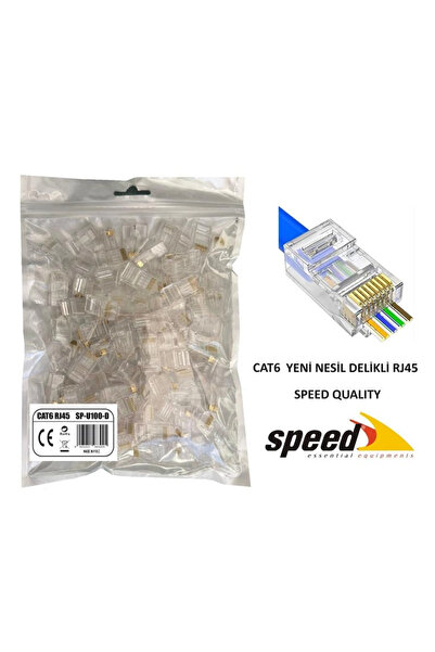 Generic Brand موصل Sp-u100-d Cat6 من الجيل الجديد المثقوب Ezrj45، 100 قطعة