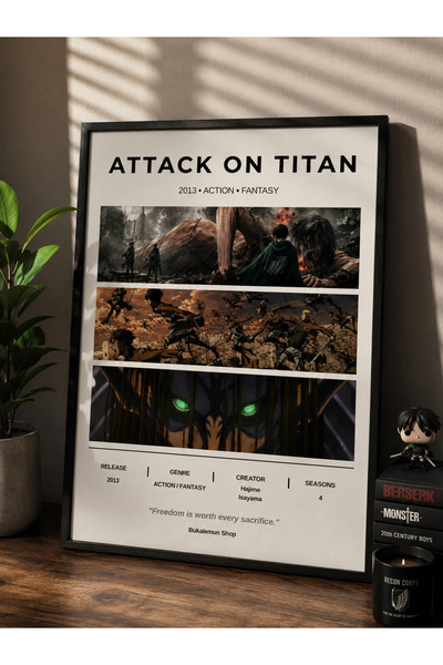 Bukalemun Shop Attack on Titan Anime Afişi (Çerçevesiz) - A4 Minimalist Poster