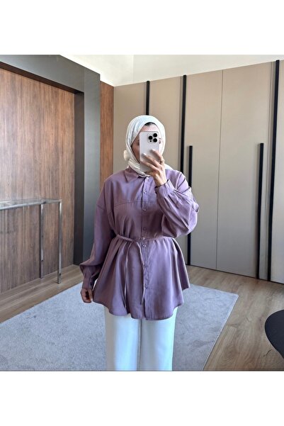 Bahar Altundemir Women's Modal Fabric Lace-Up Trendy Summer Shirt