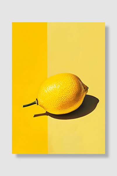 Luna Marissa Fruit Poster Two-Tone Yellow Fonda Whole Lemon Minimal Wall Deco...