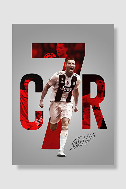 Luna Marissa Ronaldo Poster CR7 Tipografi İçinde Koşan Juventus Forması İmzal...