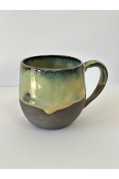Leonart Atölye Yeşil renk geçişli koyu kahverengi stoneware kupa