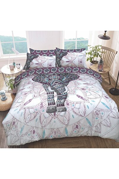 Sleepdown Elephant Mandala Purple Reversible Duvet Cover Set with Pillow Case...