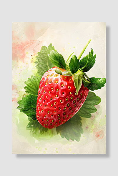 Luna Marissa Fruit Poster Watercolor Strawberry in Green Leaves Artistic Wall...