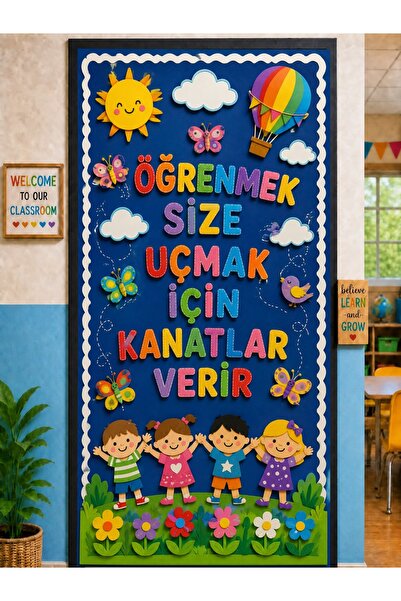 PROMISEBACKDROP2 190x75cm Lastikli kapı süsü, Kumaş kapı giydirme, Çocuk Figü...