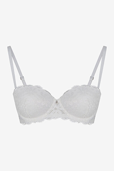 Penti Women Stardoll Lace White Strapless Wired Padded Bra