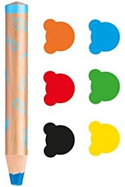 Yıldızan Albemo 3 in 1 Baby Wooden Body Crayons Set of 6, with Pencil Sharpen...