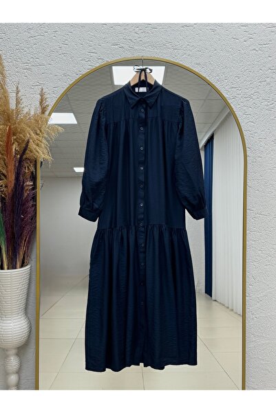 Holehola Zafire Buttoned Robal Strawberry Dress-Bn4603 Navy Blue