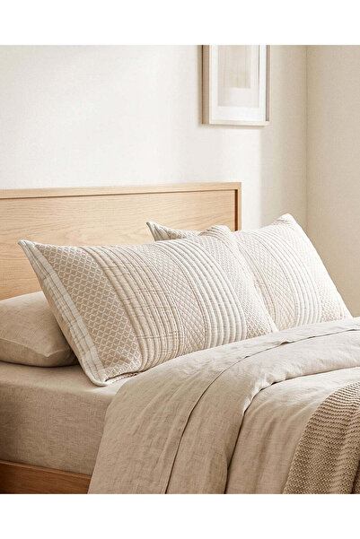 REDTAG Beige 2 Piece Jacquard Pillowcase Set