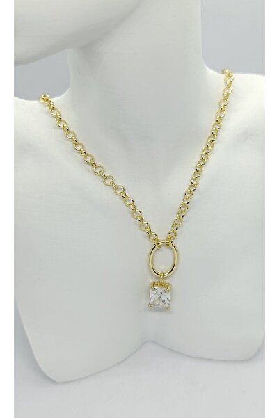 ndjewelry قلادة إيلارا بحجر مربع (45 سم)
