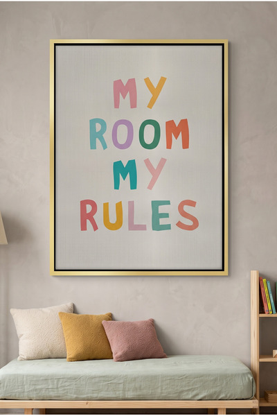 Jasmine Art My Room My Rules Kids Wall Art | Portrait Framed Canvas Print | L...