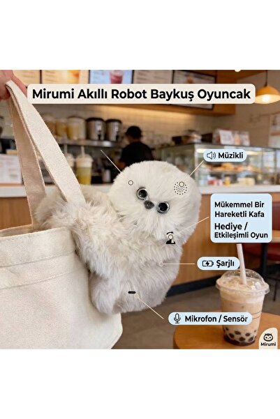TeknoClass Şarjlı Mirumi Peluş Oyuncak - Sese ve Harekete Duyarlı Baykuş Akıl...