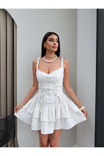 ESRAHELVACI Corset Look Ruffled Mini Dress