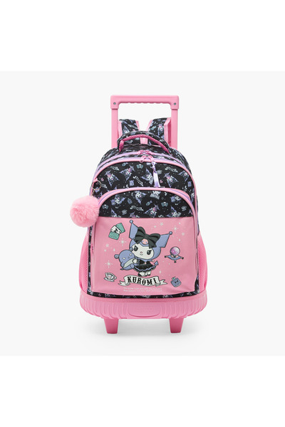 SANRIO Kuromi Print Trolley Bag for Girls 5-8 Years with Water Bottle Pocket ...