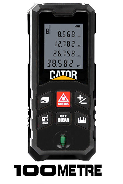 CATOR Profesyonel Lazer Terazili Dijital Mesafe Alan Ölçer 100 Metre Ölçüm Ci...
