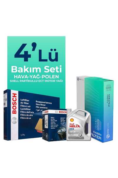Bosch Renault Clio 1.0 Benzin TCe Filtre Bakım Seti Shell Motor Yağlı (2019-2...