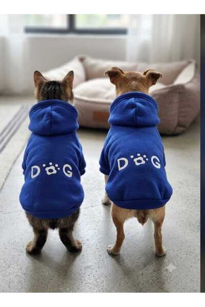 atelyu Cat Dog Clothes Printed Blue Sweatshirt