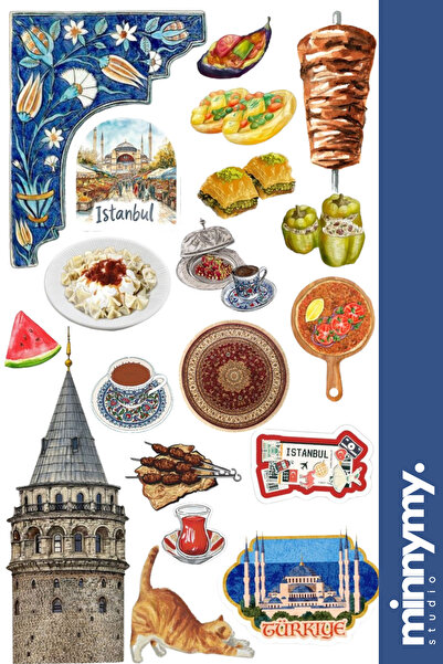 Minnymy Türkiye Turkish Collection Sticker, Çıkartma, Ajanda, Günlük, Planlay...